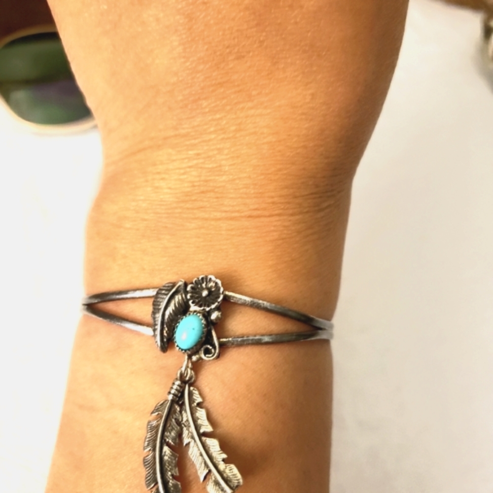Vintage Sterling Silver Turquoise Cuff Bracelet